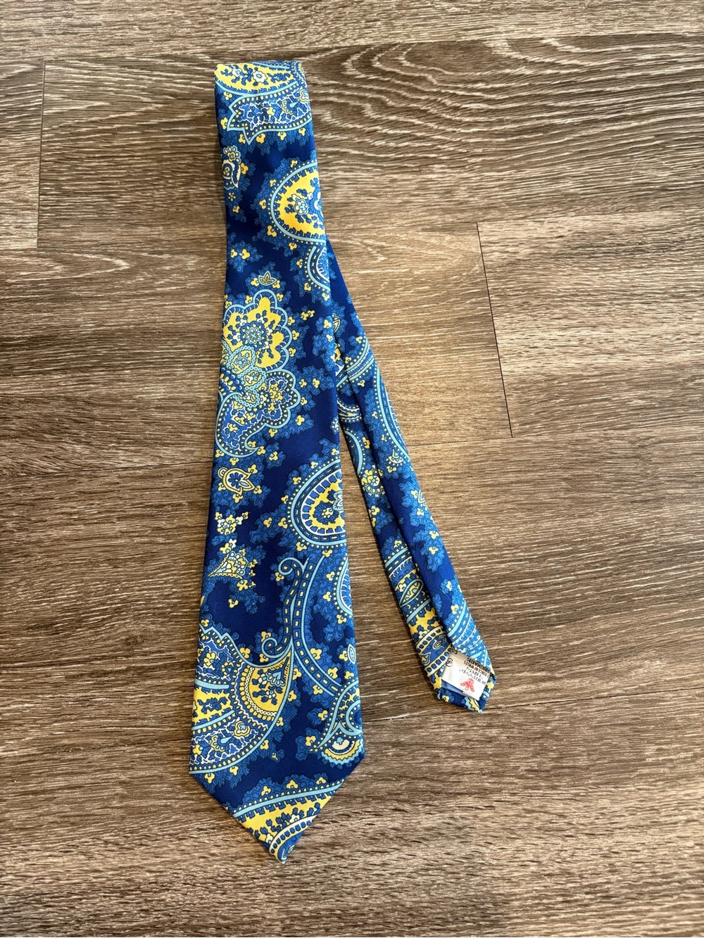 Turnbull & Asser Blue Yellow Paisley 100% Silk Handmade Necktie